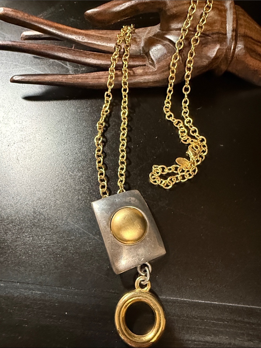 Vintage Express Two-Tone Gold and Silver Pendant Necklace